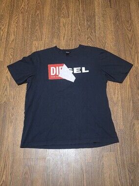 Diesel T-Diego-QA Box Logo Crewneck Tee Navy Blue Men's L Y2K Designer T-Shit